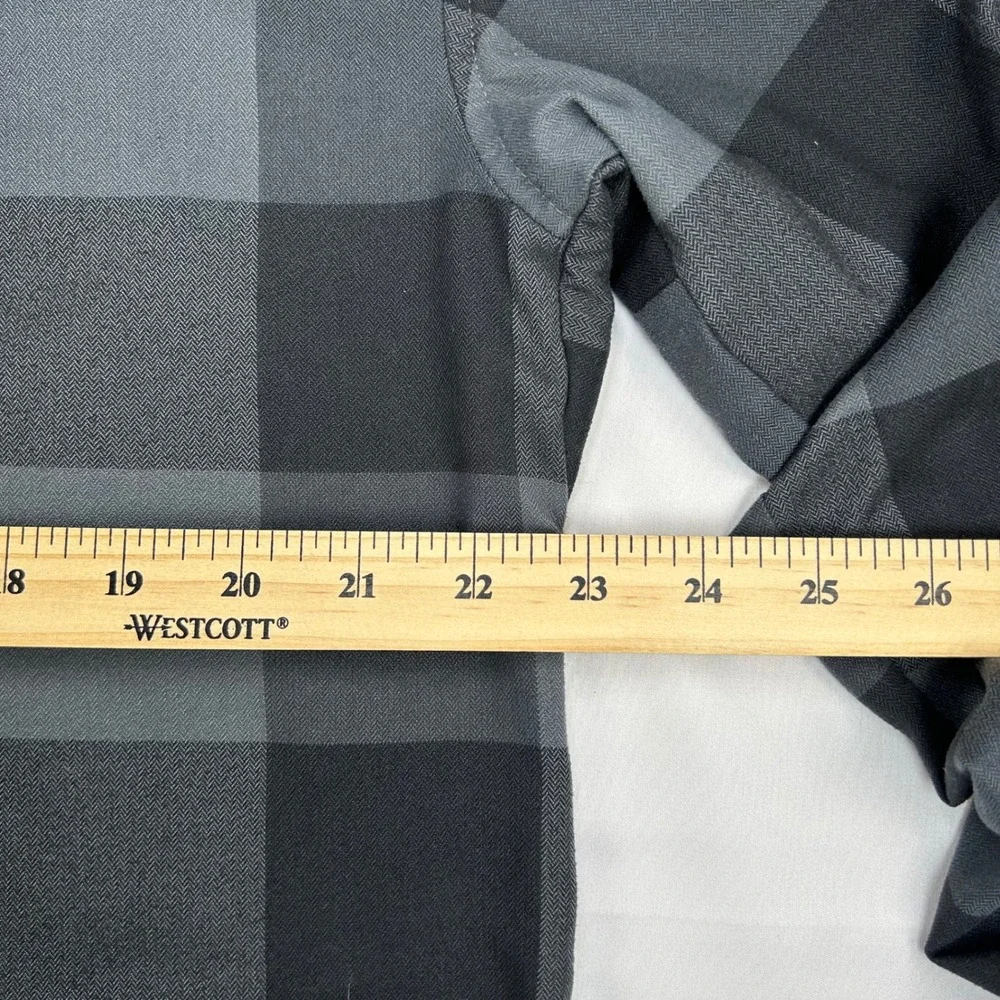 Adidas Golf Mens Grey Black Buffalo Plaid Flannel Shirt Long Sleeve HG1303 L
